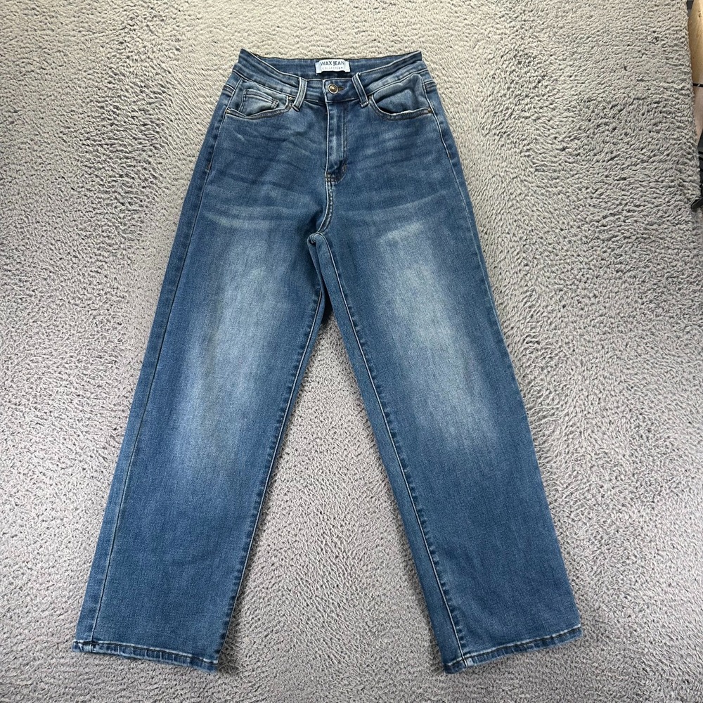 Wax Jeans Womens 5 Blue Cotton Denim Straight Leg Faded Workwear Travel Stretch
